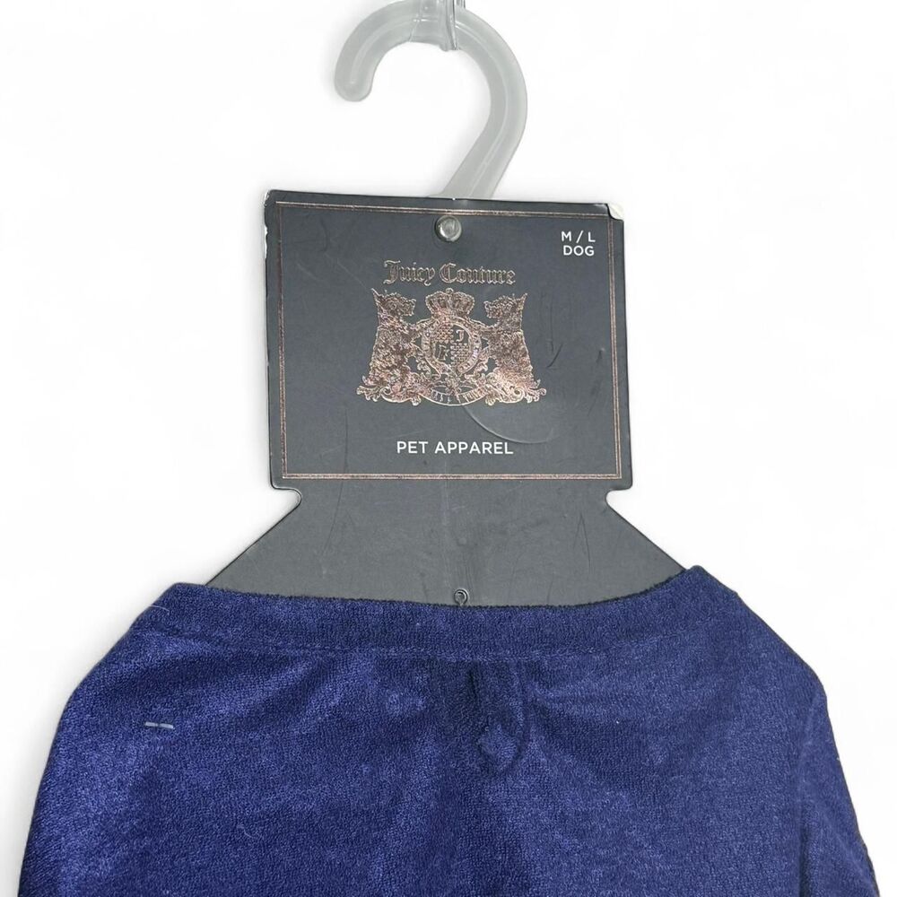 Navy Juicy Couture dog sweater with ruffle hem; size M/L dog - Picture 3 of 5